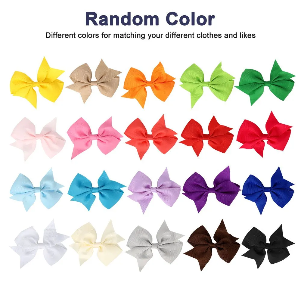 40Pcs 4'' Hair Bows Clips,  Grosgrain Ribbon Hair Alligator Clips with 20 Solid Colors for Little Girls