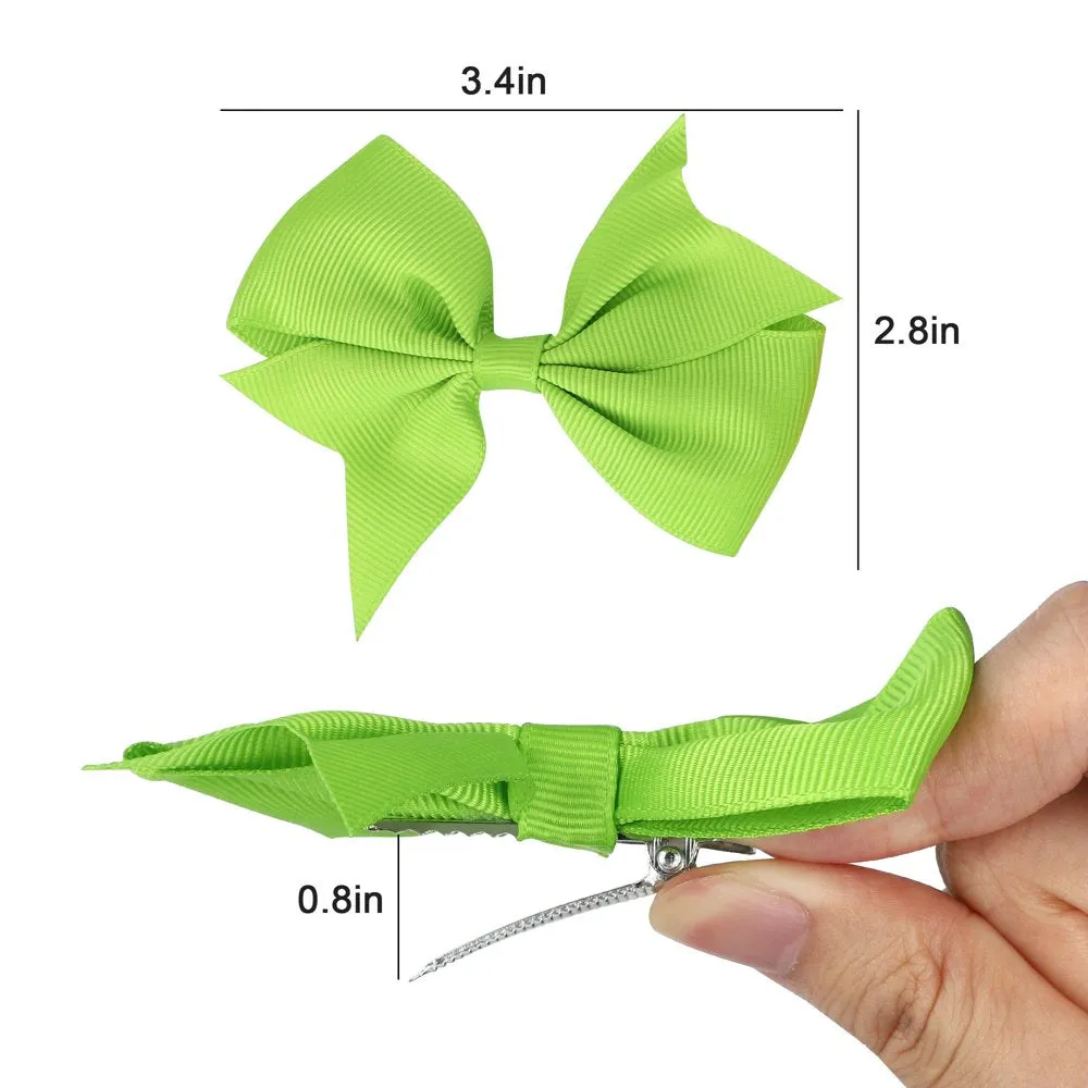 40Pcs 4'' Hair Bows Clips,  Grosgrain Ribbon Hair Alligator Clips with 20 Solid Colors for Little Girls