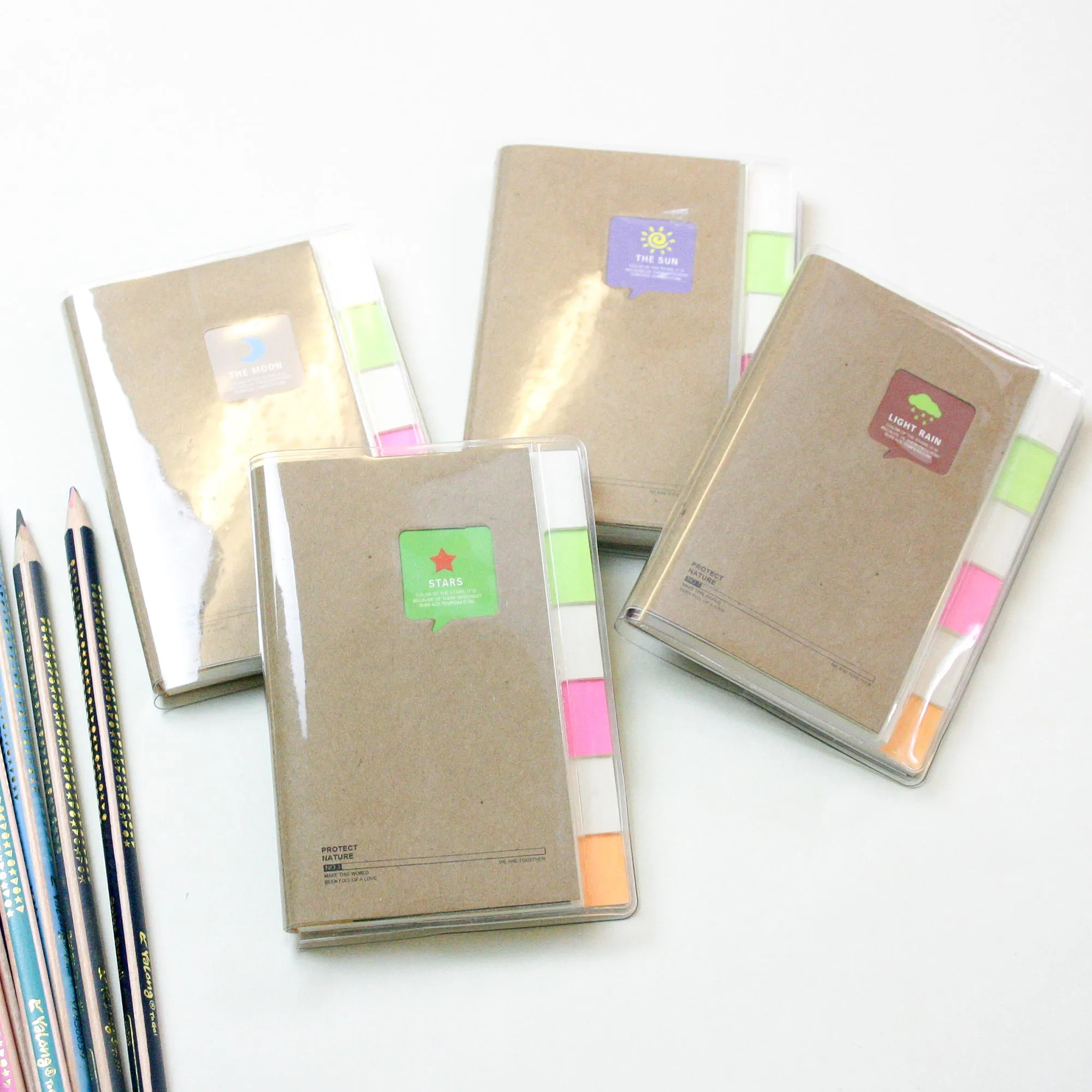 A7 Nature Inspired Pocket Notebook Set with Dividers - Set of 4