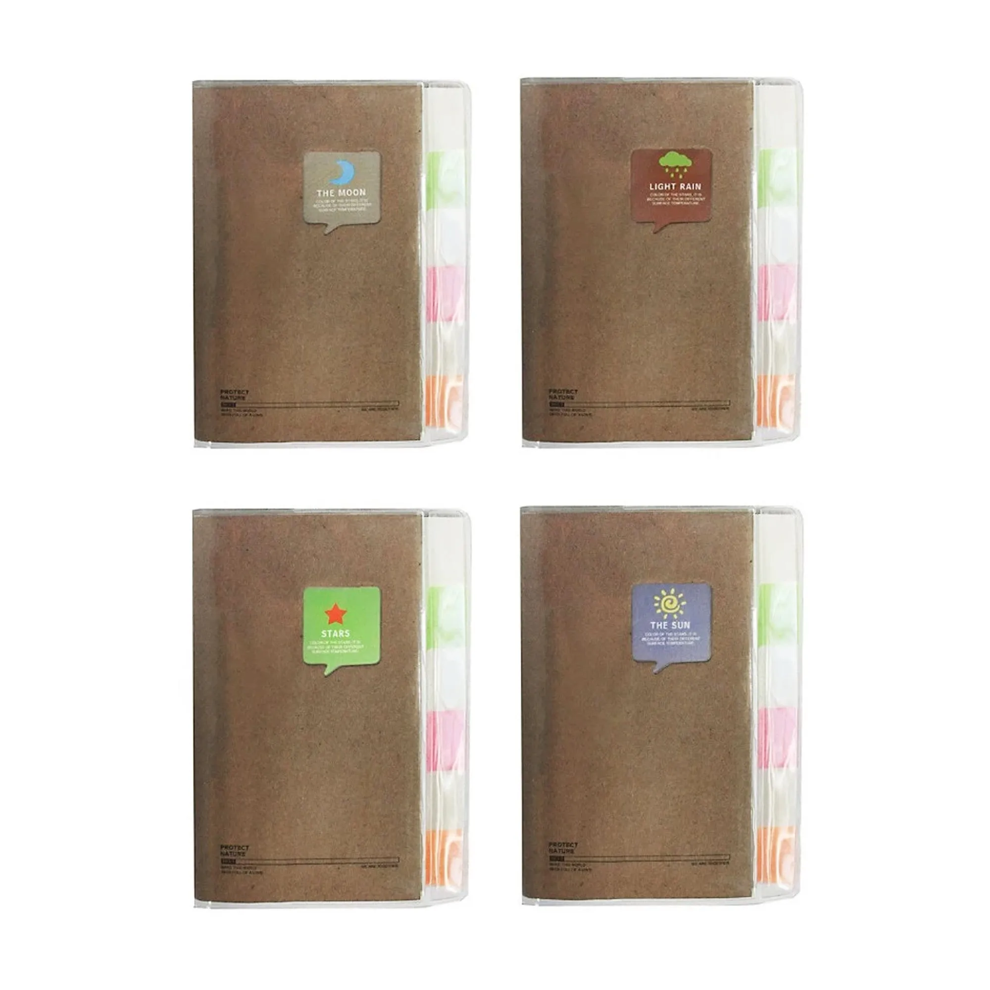 A7 Nature Inspired Pocket Notebook Set with Dividers - Set of 4