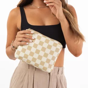 Aloha Collection Small Checkmate Pouch-Creme/Dune