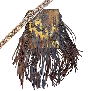 American Darling Cowhide Acid Wash with Fringe Crossbody ADBG522BRAC2