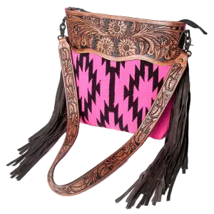 American Darling® Floral Embossed Pink Blanket Weave Bag ADBGZ230A