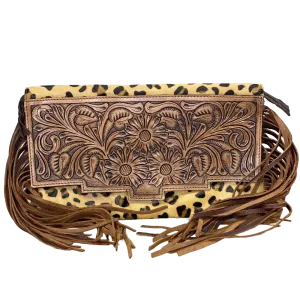 American Darling Leopard Cowhide Fringe Crossbody ADBG359CHE