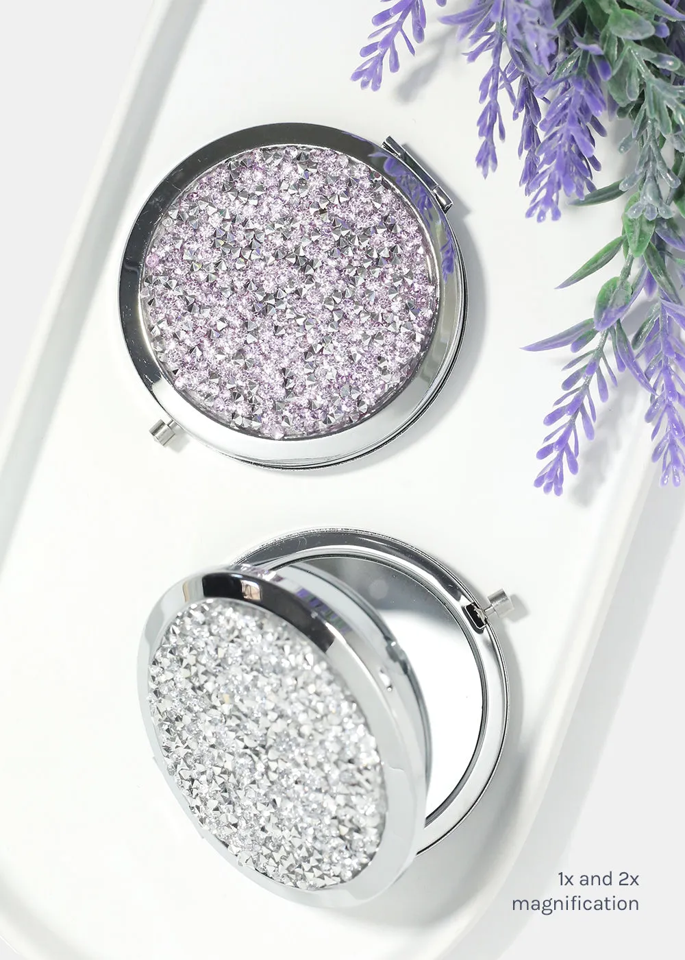 AOA A  Magnifying Double-Sided Compact Mirror - Glitter