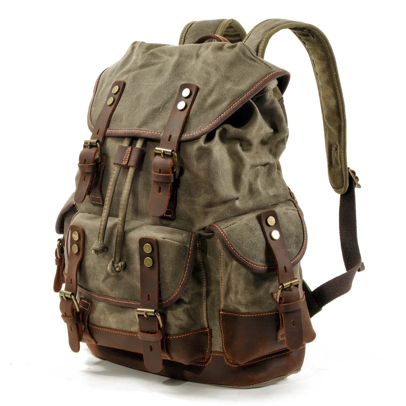 Backpacking Handmade Canvas Backpack Rucksacks Travel Backpack 