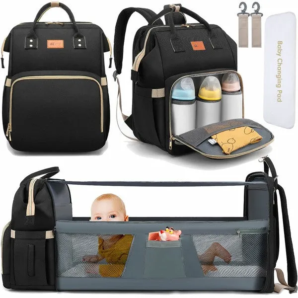 Black Baby Diaper Bag Backpack