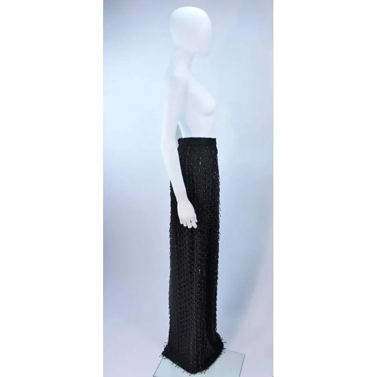 Black Beaded Fringe Evening Skirt | US 12-14