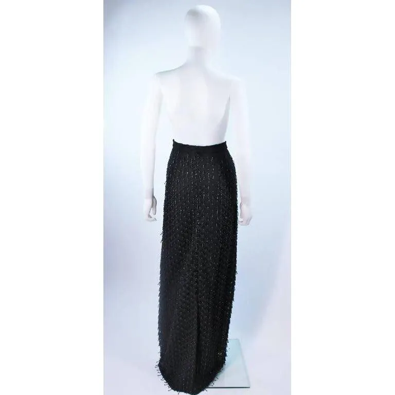 Black Beaded Fringe Evening Skirt | US 12-14