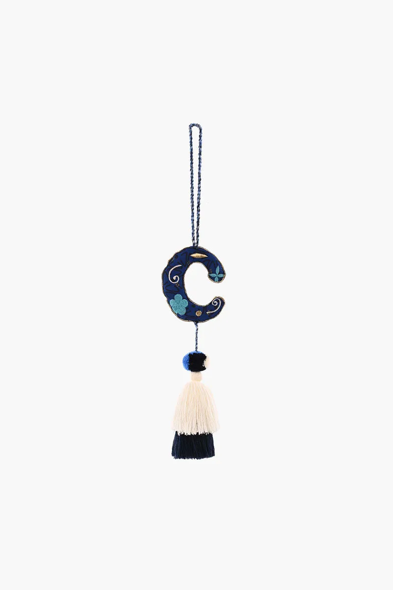 Blue Boho Tassel with Alphabet Hanging