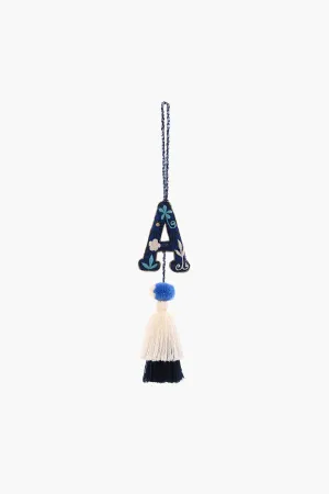 Blue Boho Tassel with Alphabet Hanging