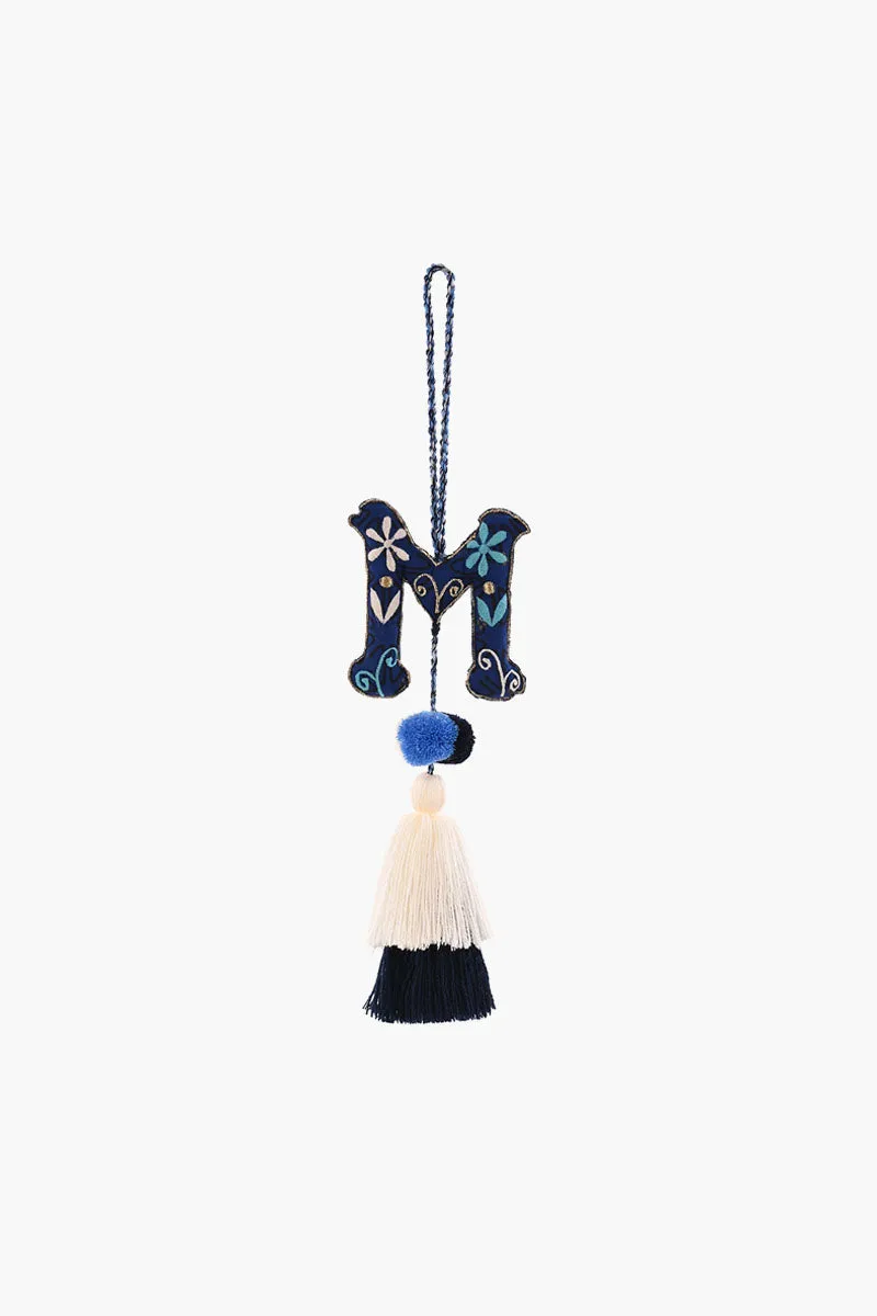 Blue Boho Tassel with Alphabet Hanging