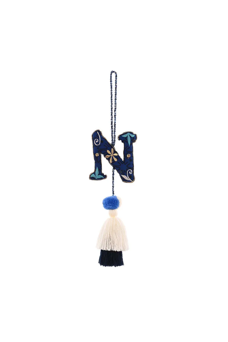 Blue Boho Tassel with Alphabet Hanging