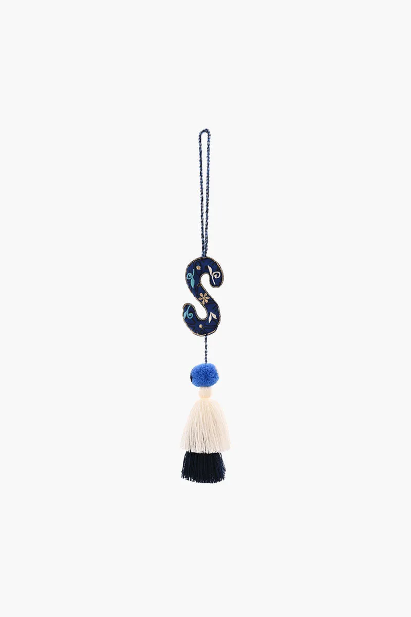 Blue Boho Tassel with Alphabet Hanging