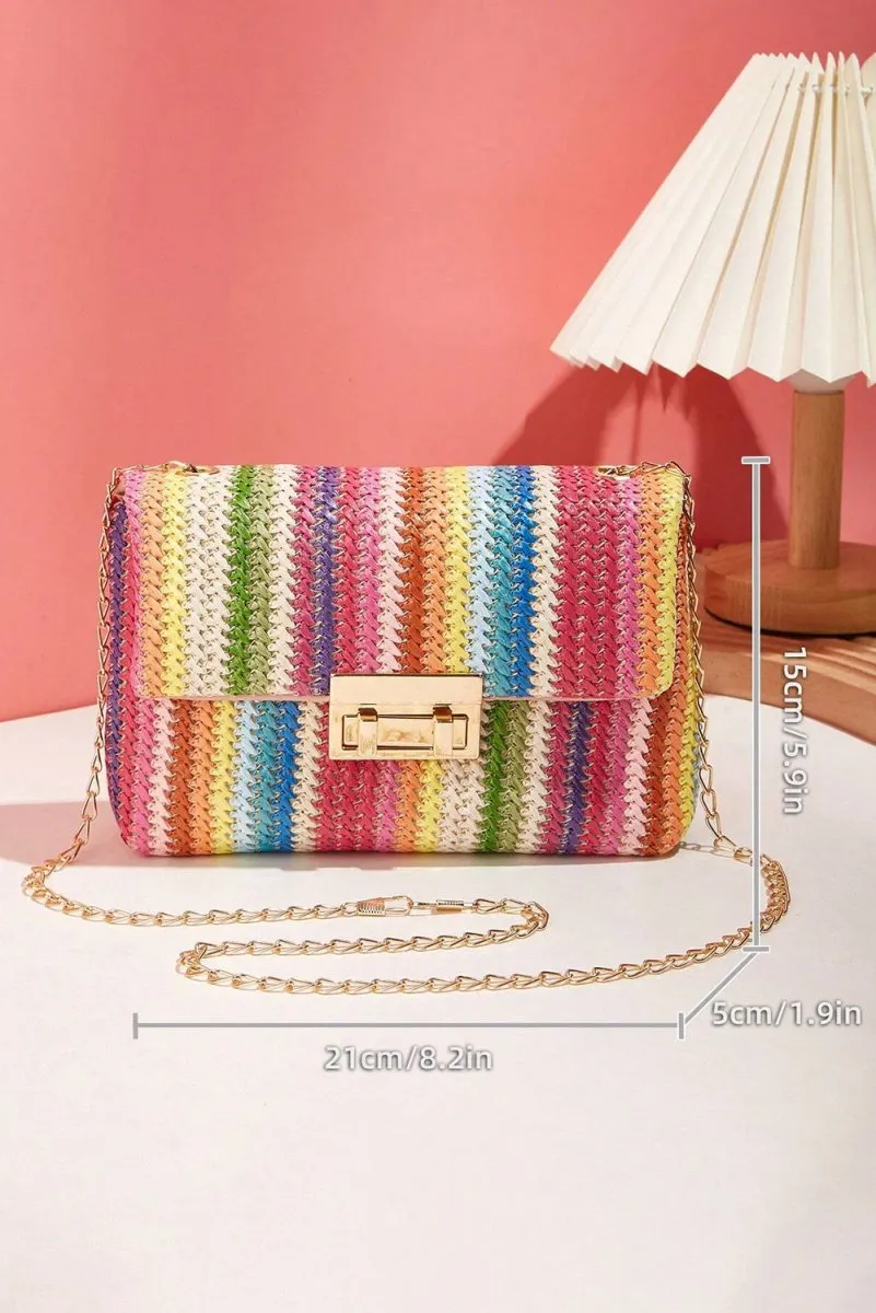 Bohemian Multicolor Woven Chain Shoulder Bag