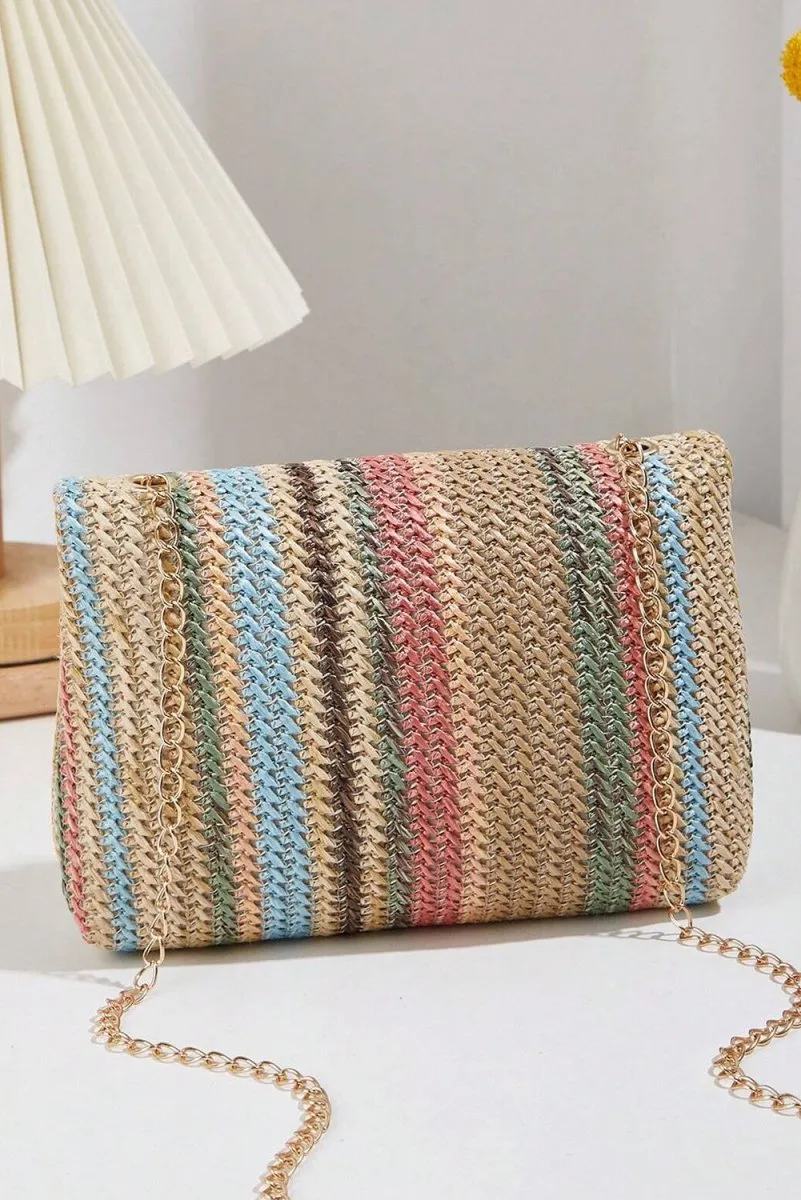 Bohemian Multicolor Woven Chain Shoulder Bag