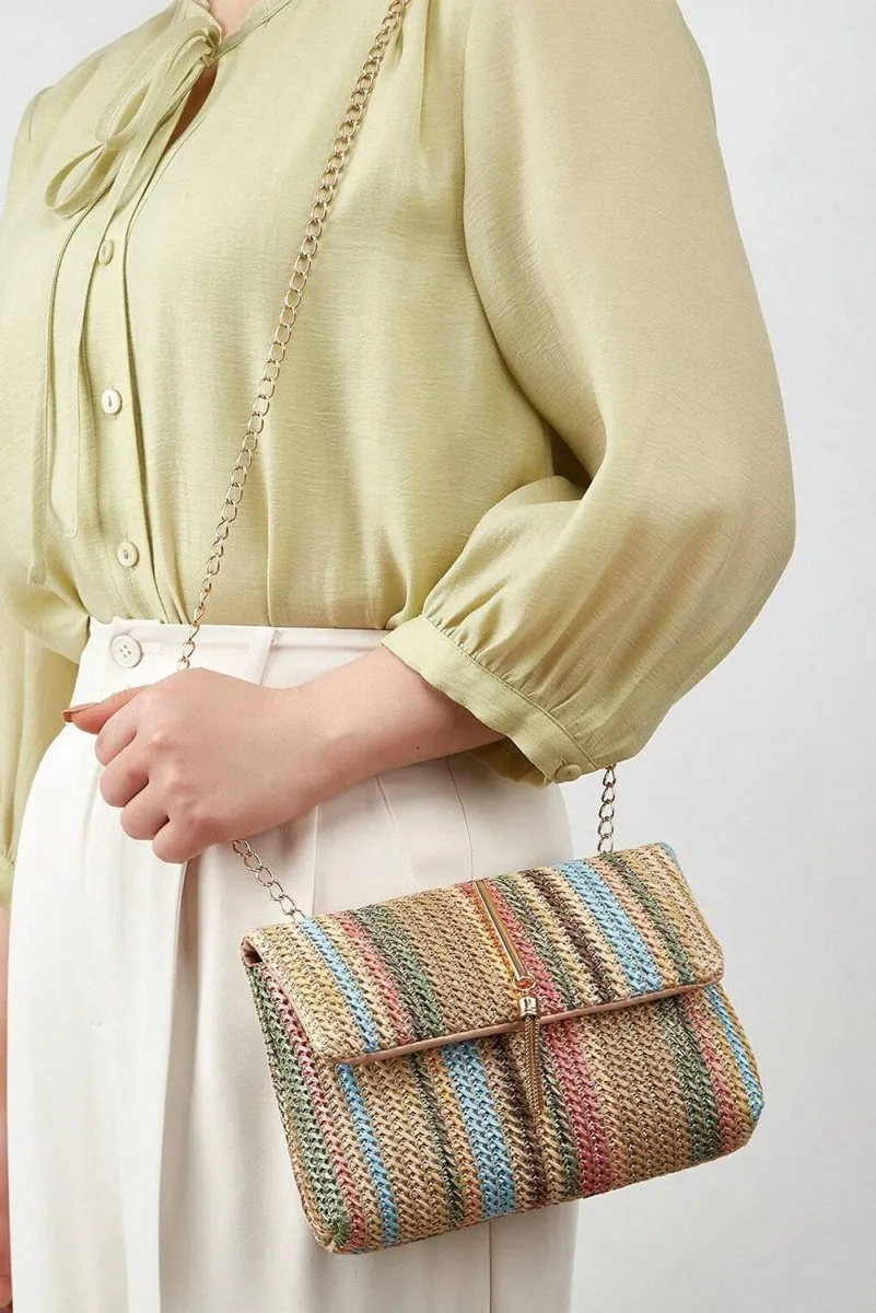 Bohemian Multicolor Woven Chain Shoulder Bag