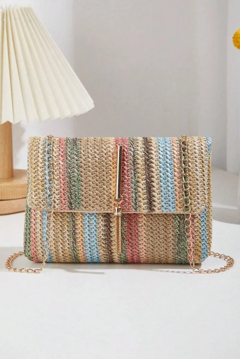 Bohemian Multicolor Woven Chain Shoulder Bag