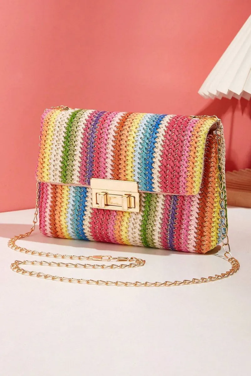 Bohemian Multicolor Woven Chain Shoulder Bag