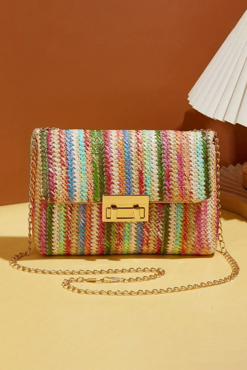 Bohemian Multicolor Woven Chain Shoulder Bag