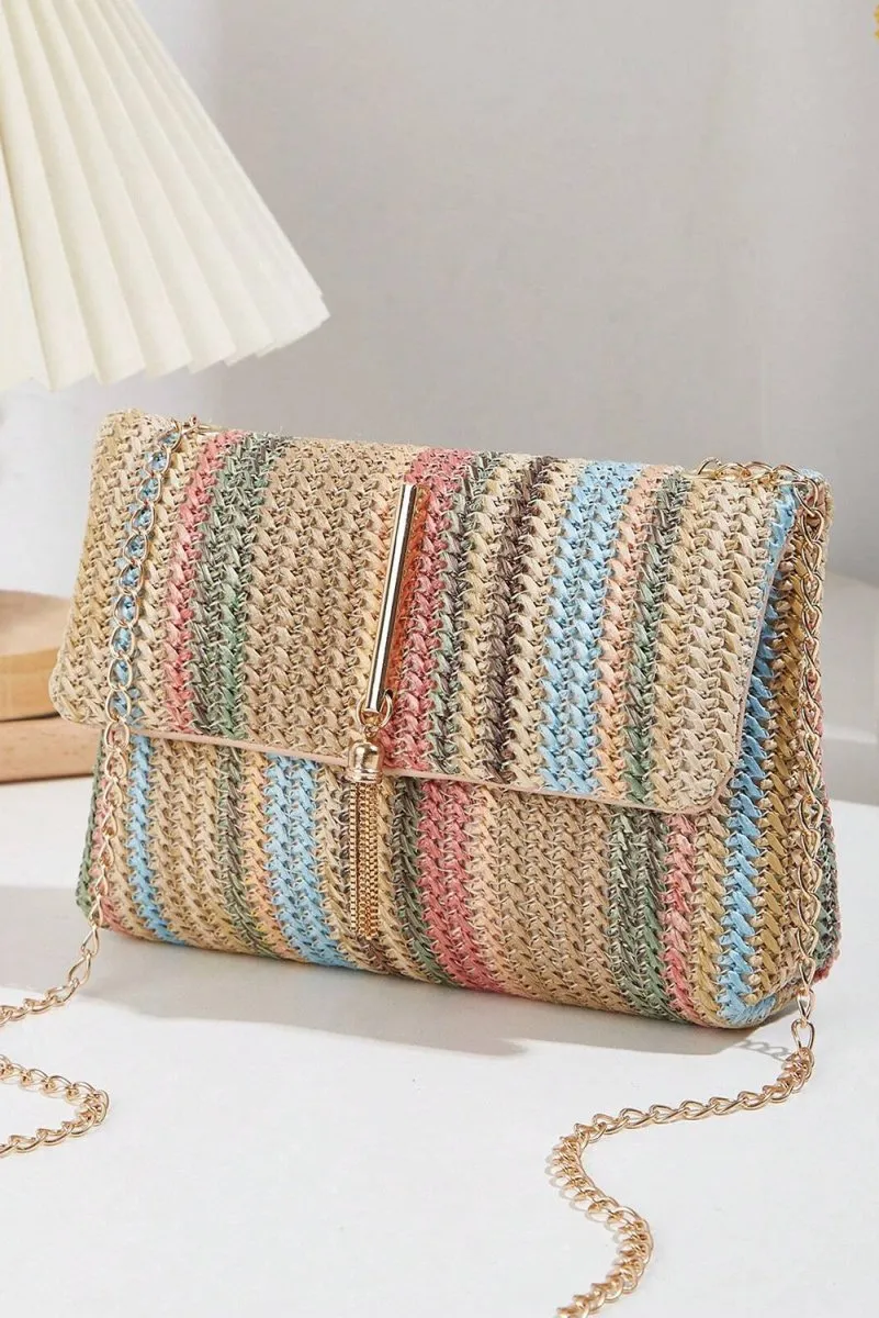 Bohemian Multicolor Woven Chain Shoulder Bag