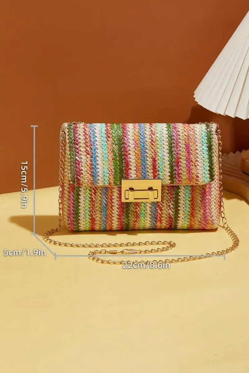 Bohemian Multicolor Woven Chain Shoulder Bag