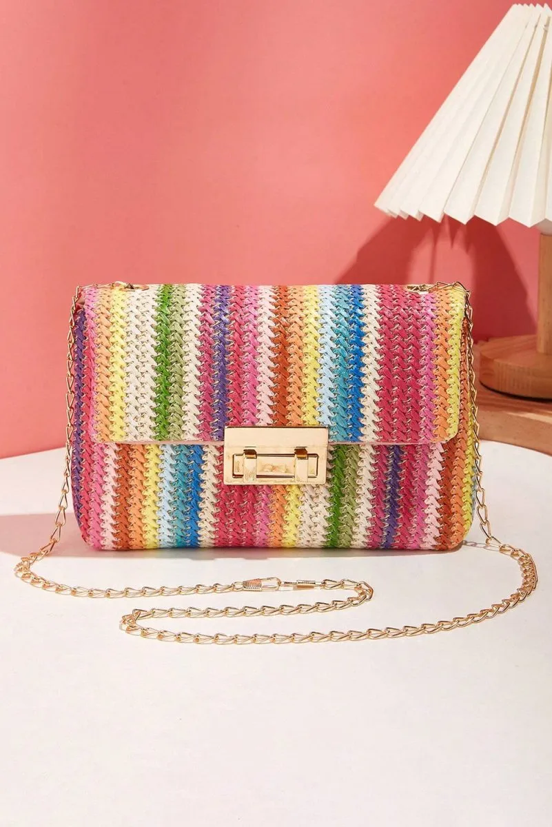 Bohemian Multicolor Woven Chain Shoulder Bag