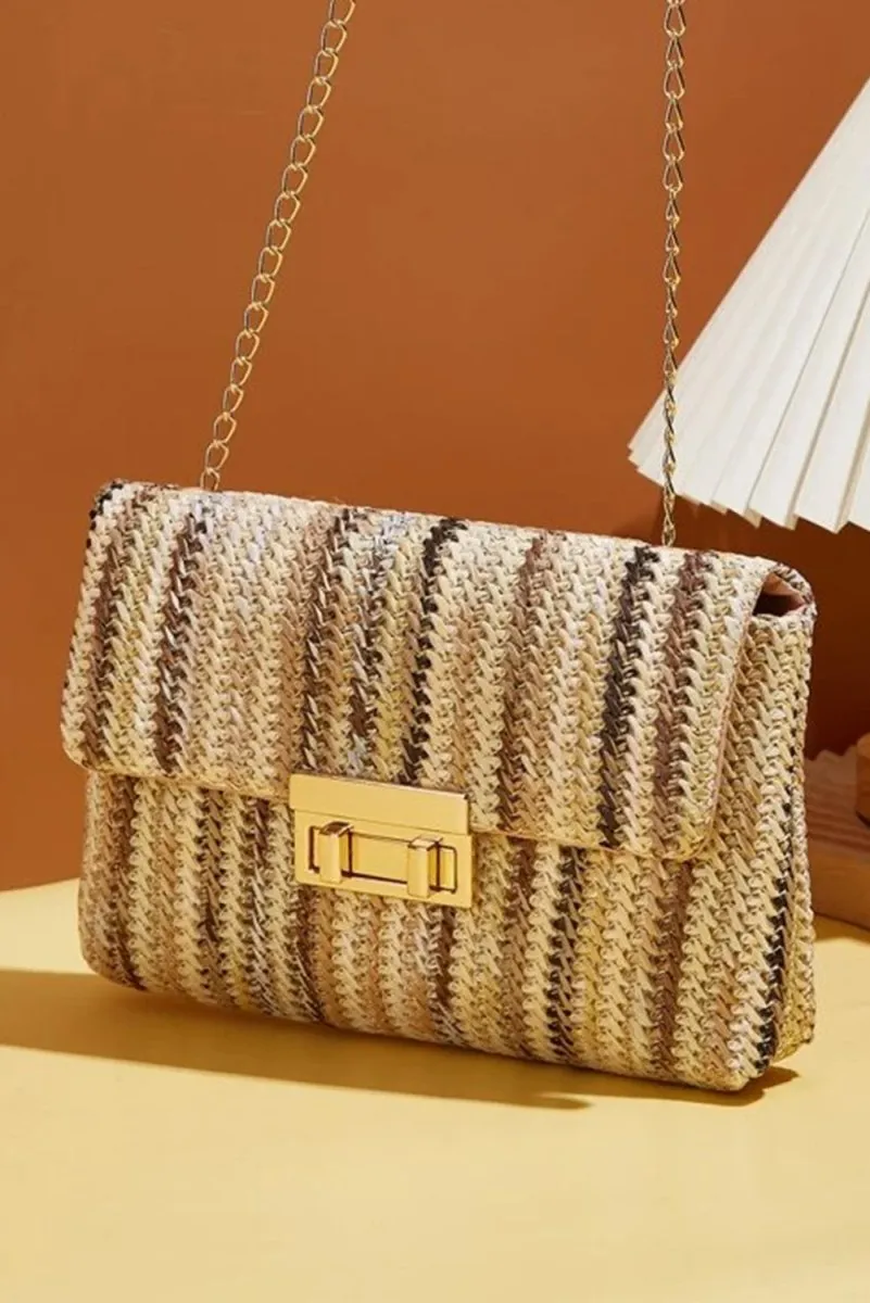 Bohemian Multicolor Woven Chain Shoulder Bag