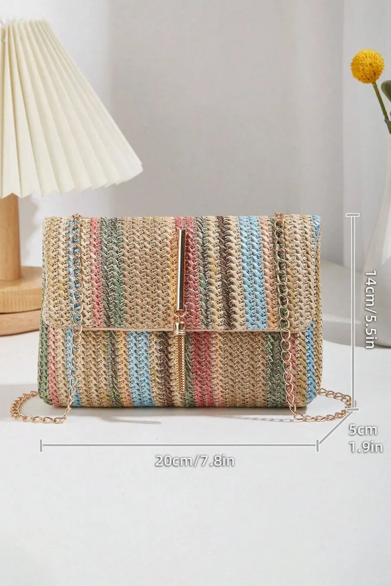 Bohemian Multicolor Woven Chain Shoulder Bag