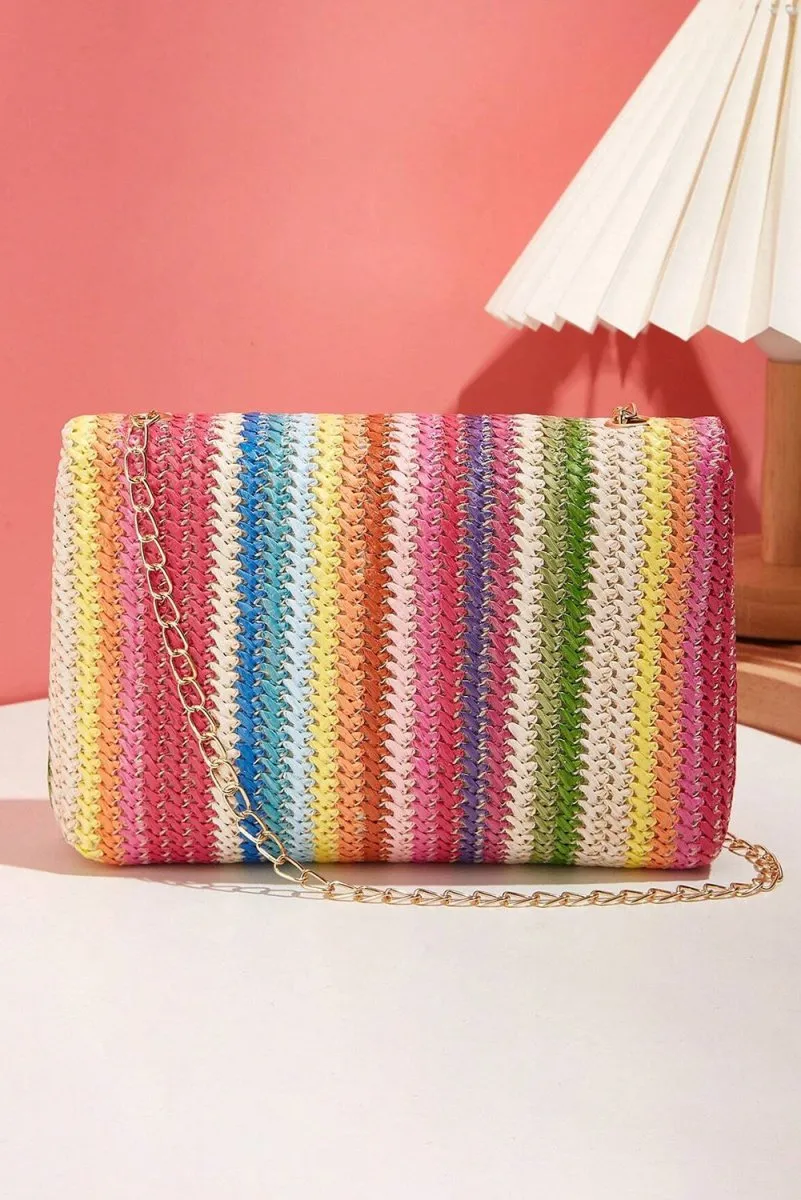 Bohemian Multicolor Woven Chain Shoulder Bag