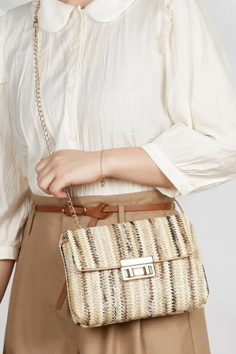 Bohemian Multicolor Woven Chain Shoulder Bag