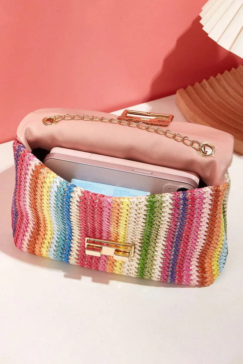 Bohemian Multicolor Woven Chain Shoulder Bag