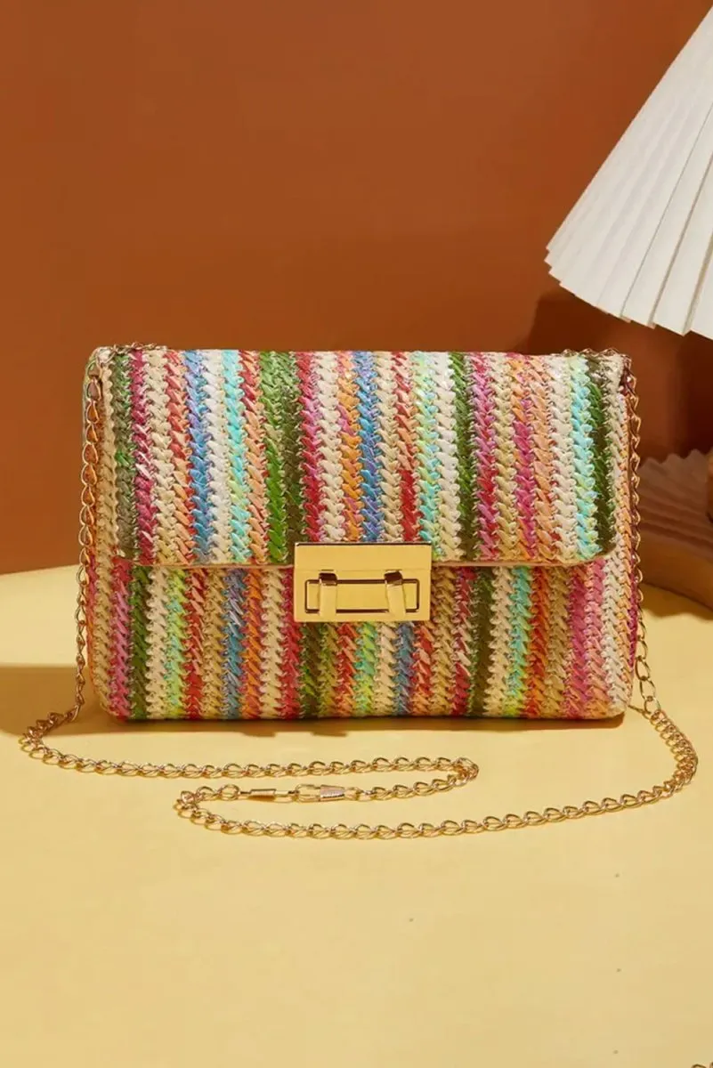 Bohemian Multicolor Woven Chain Shoulder Bag