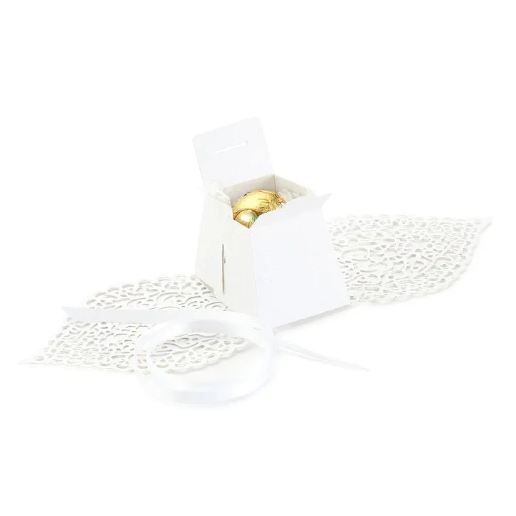 Boho Moroccan White Laser Cut Paper Wedding Party Favor Box (25 Boxes)