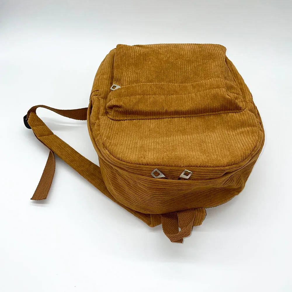 Brown Khaki Corduroy Backpack