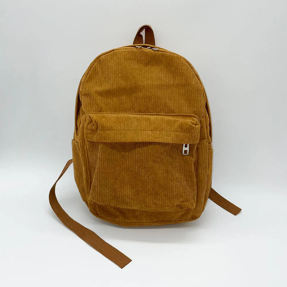 Brown Khaki Corduroy Backpack