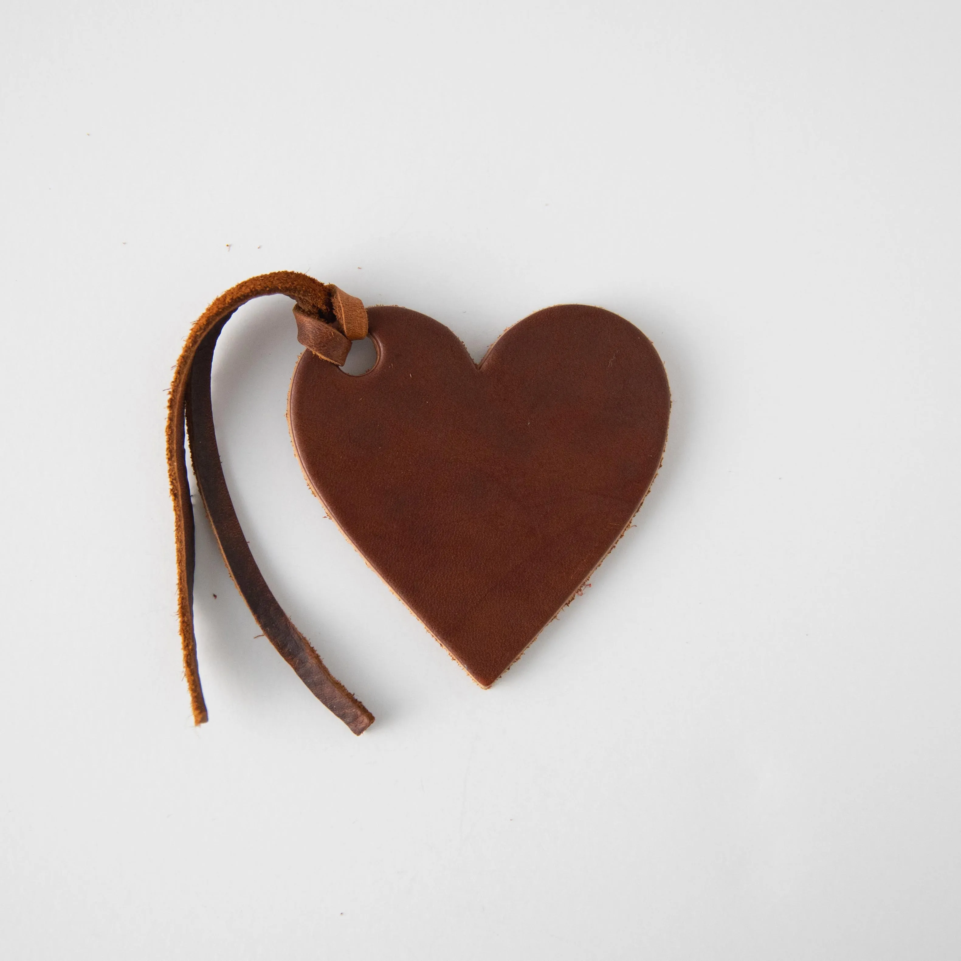 Brown Leather Heart Tag