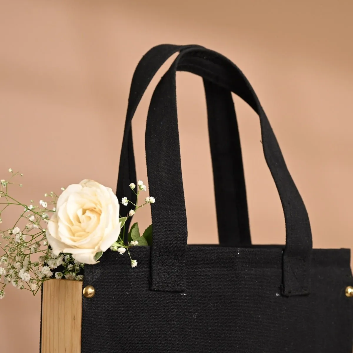 Canvas Small Tote Bag- Black