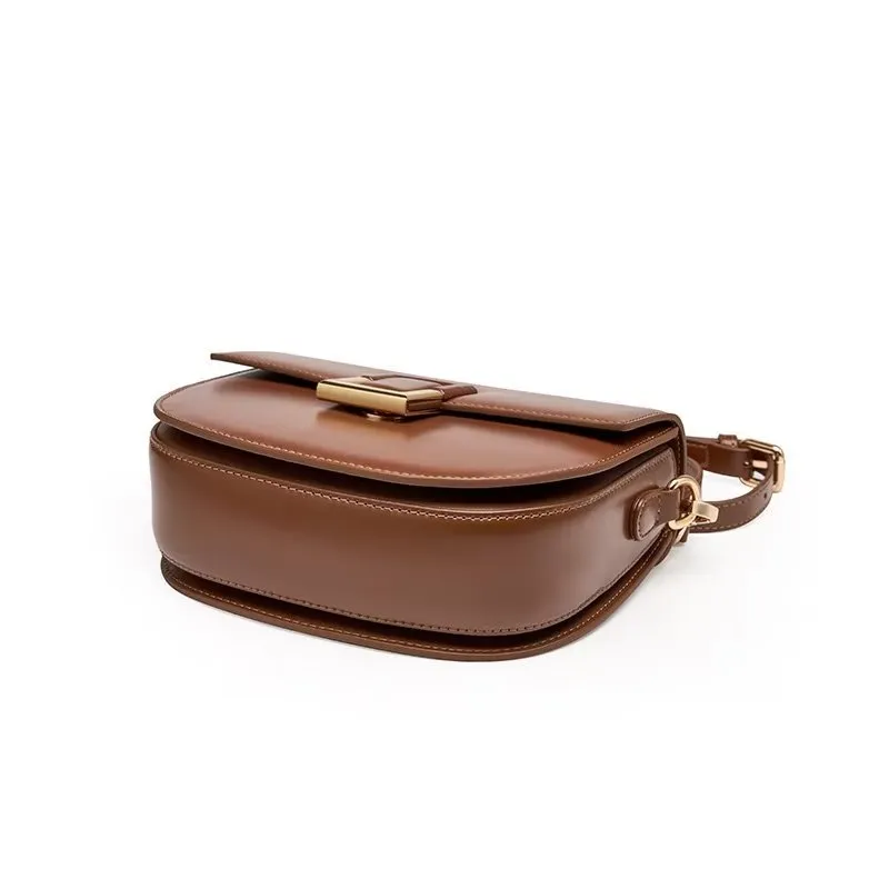 Chic Split Leather Zipper Shoulder Bag