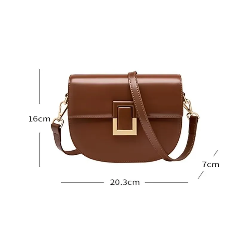 Chic Split Leather Zipper Shoulder Bag