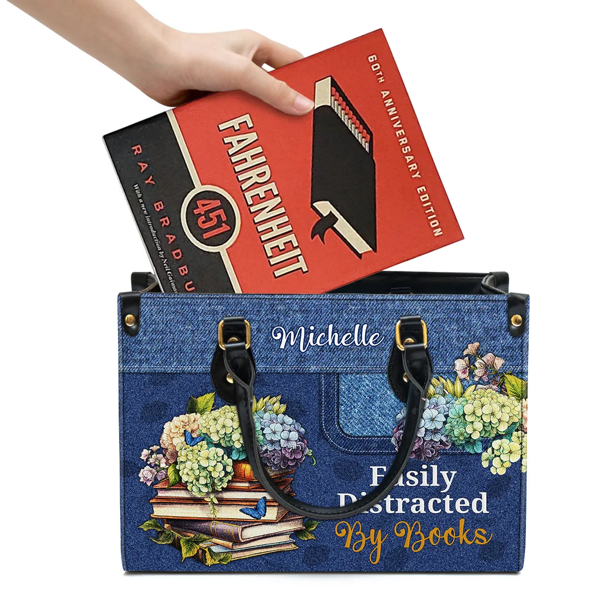 Easily Distracted By Books Leather Handbag Book Lovers Gift LHB80