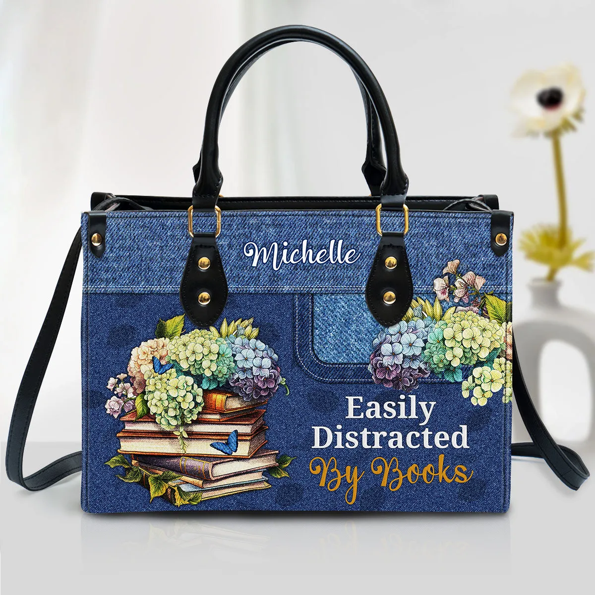 Easily Distracted By Books Leather Handbag Book Lovers Gift LHB80