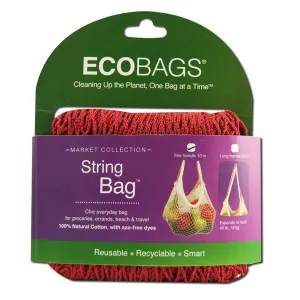 ECO-BAGS - Natural Cotton String Bag Tote Handle Chili - 10 Inches