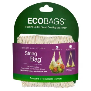 ECO-BAGS - Natural Cotton String Bag Tote Handle Natural - 10 Inches