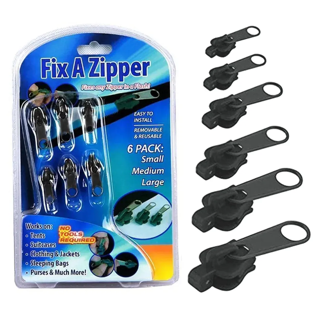 Fix A Zipper- 6 Zippers- Black