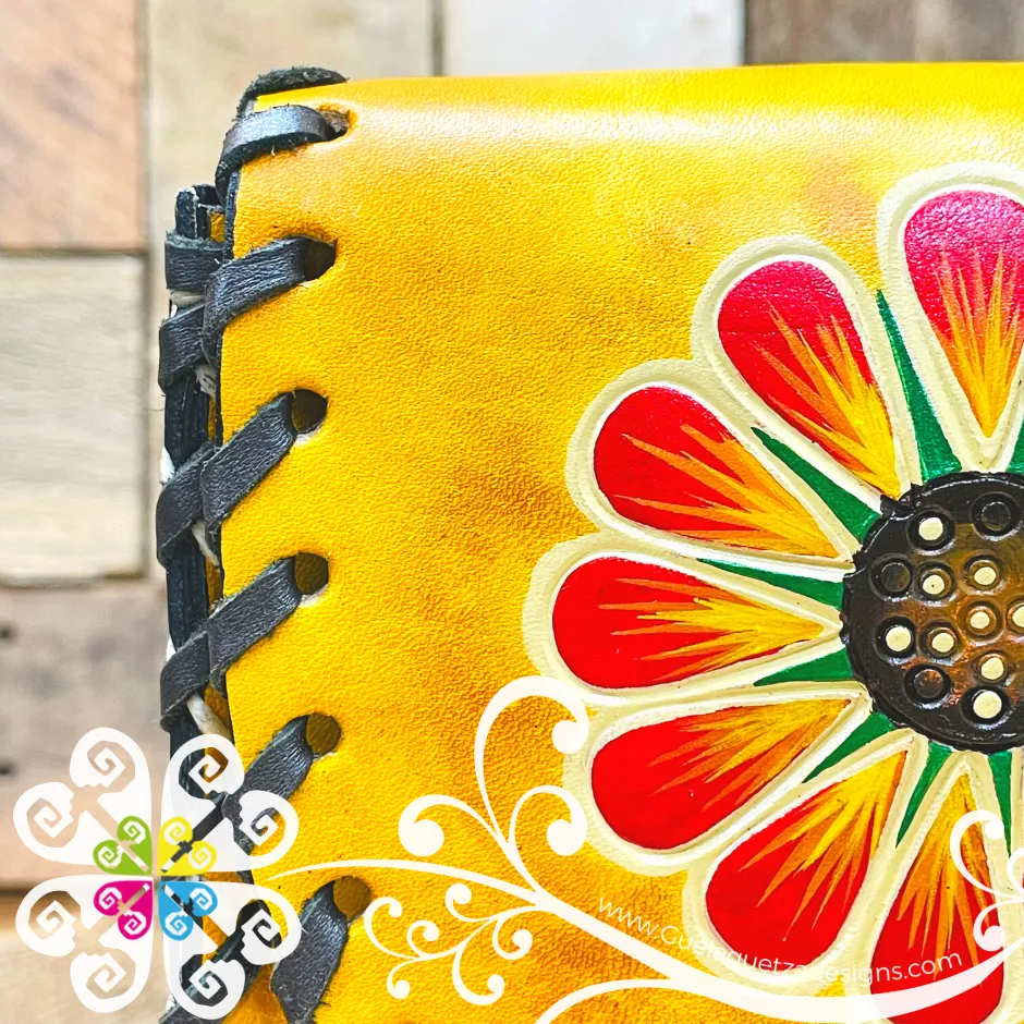 Floral Painted Medium Leather Bag - Mariconera