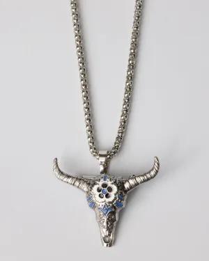 Floral Western Boho Cow Skull Brooch and Pendant Necklace Converter Coastal Cowgirl