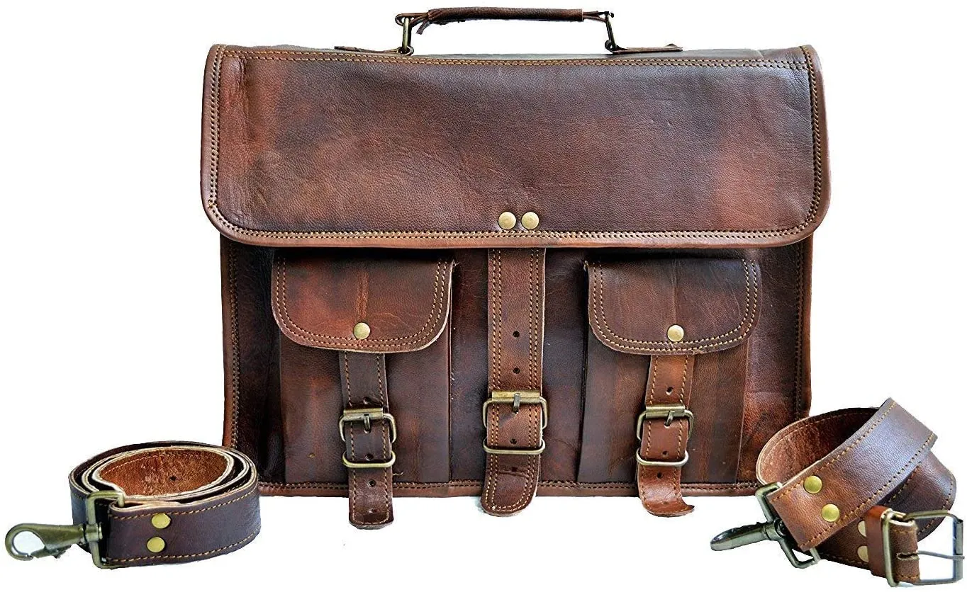 Genuine Leather Multi-Compartment Laptop Sleeves & Messenger Bag