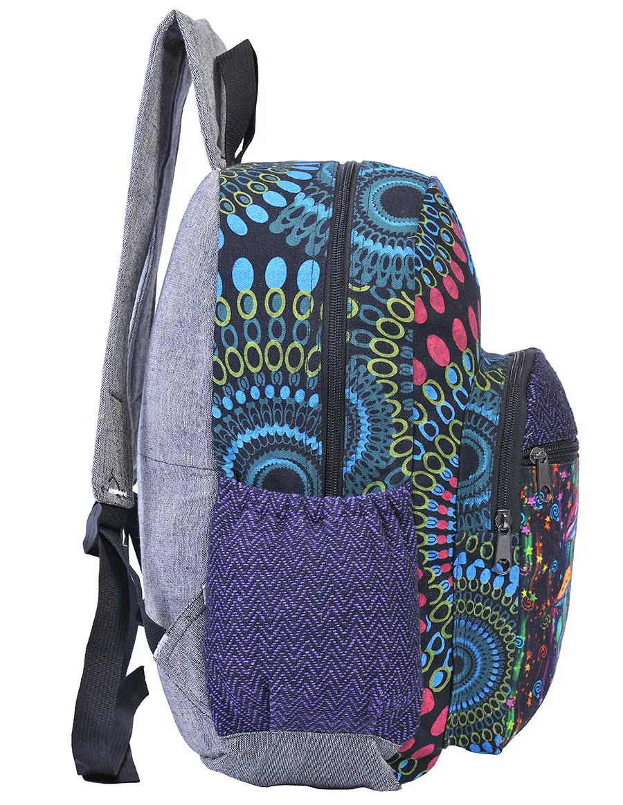 Graphic Mushroom Print Cotton Back Pack Bag