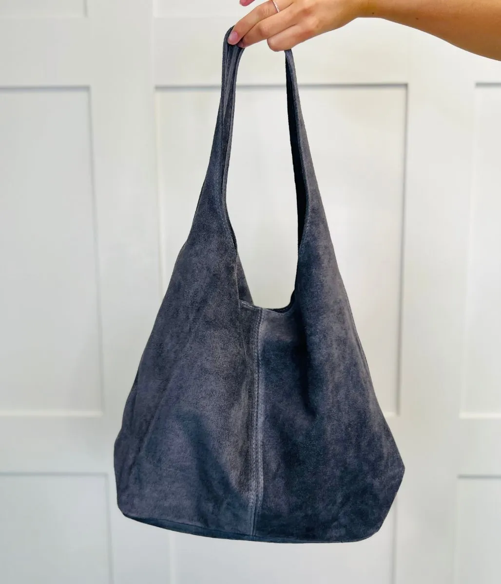 Grey Suede Tote Bag